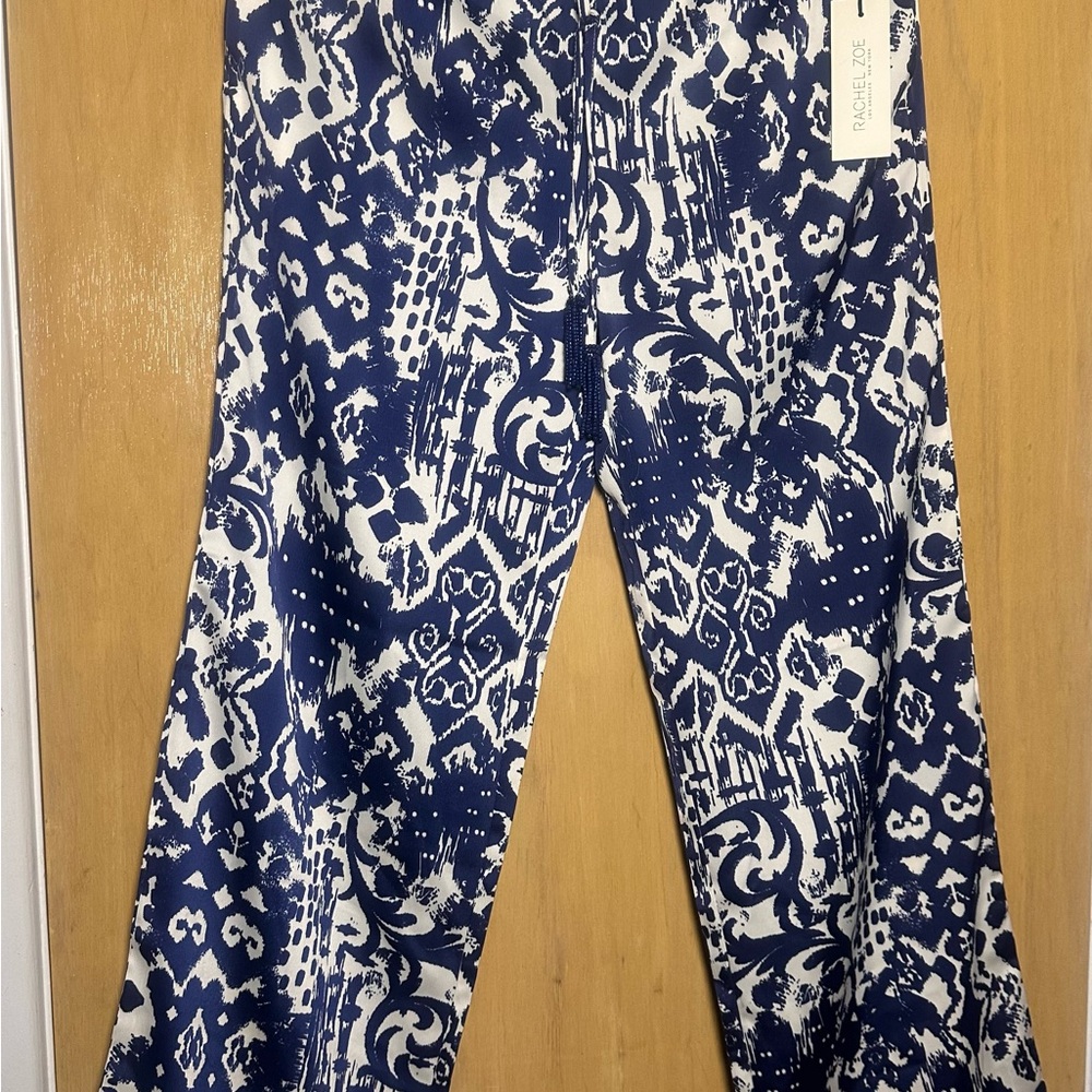 Rachel Zoe Navy and White Abstract Print Pants